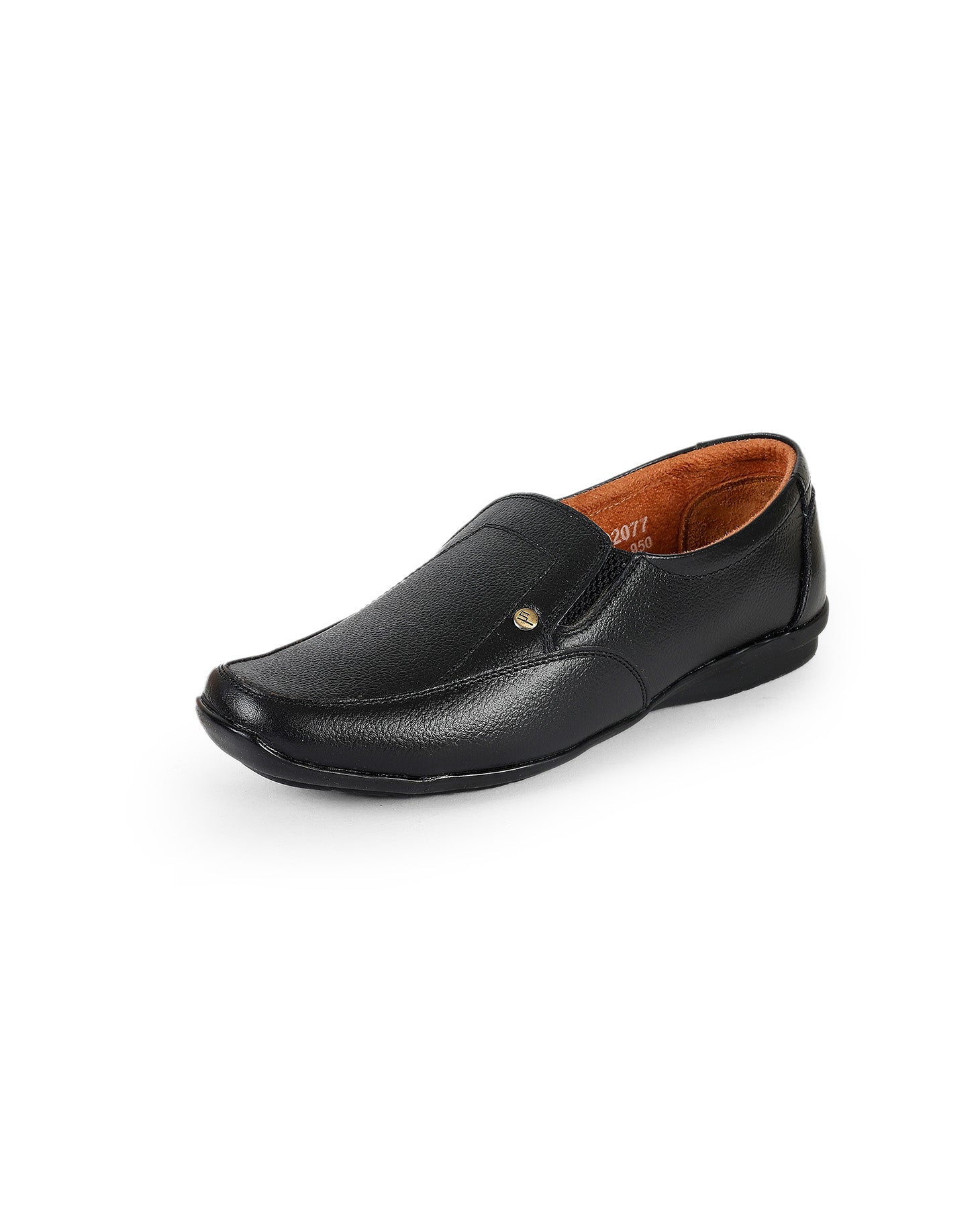 Men's leather black shoes 02077