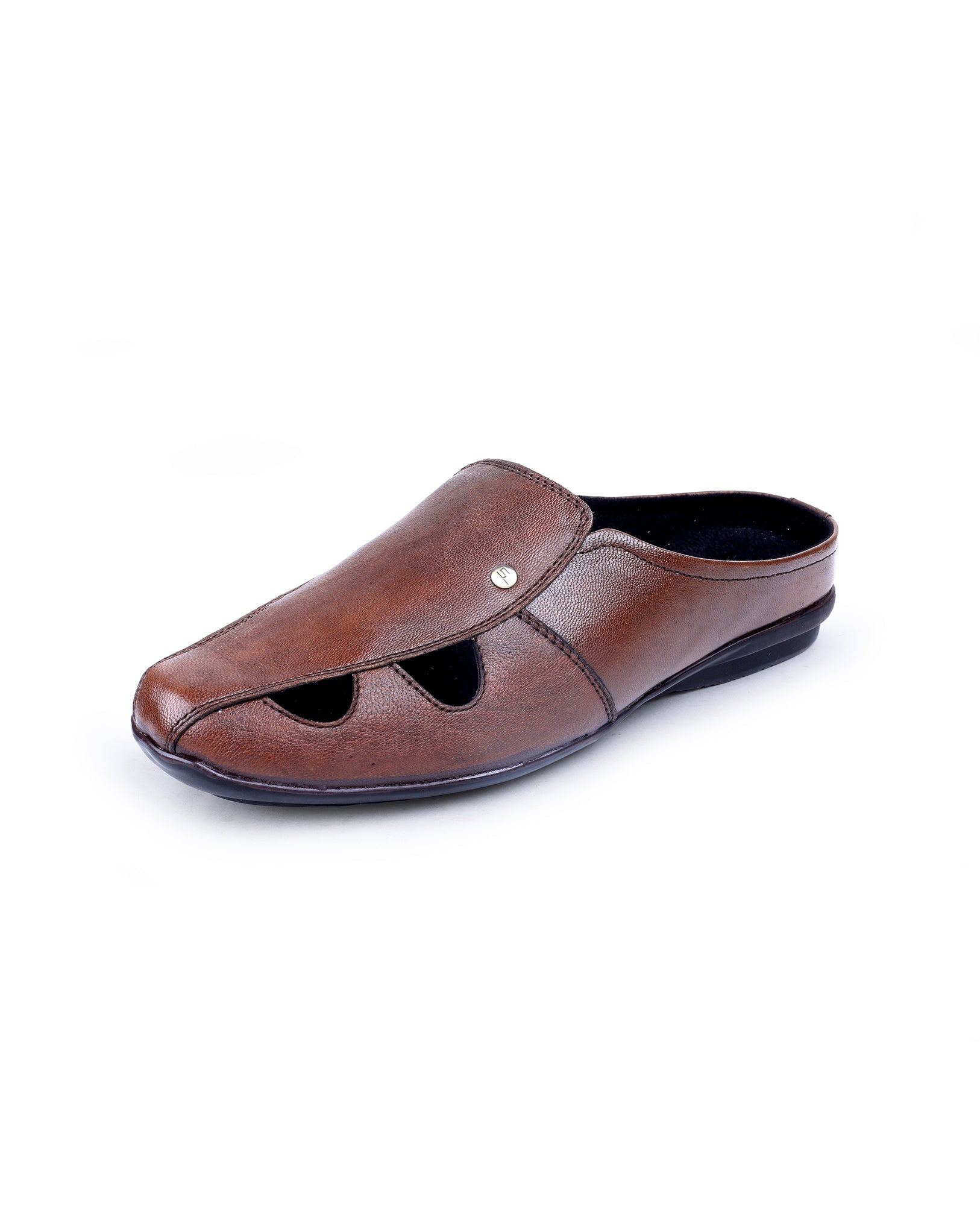 Men's leather brown half shoes 02086
