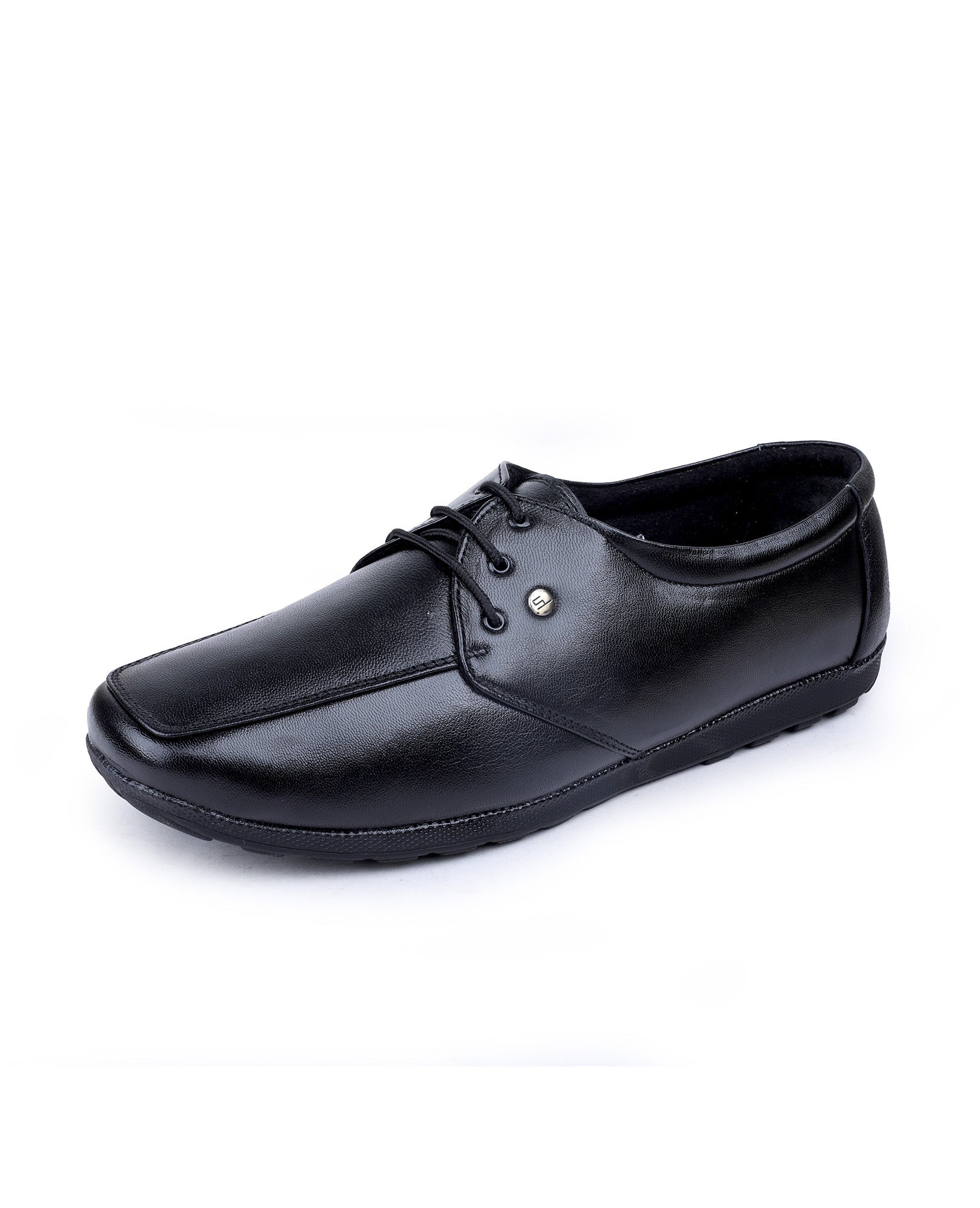 Men's leather black shoes 02088