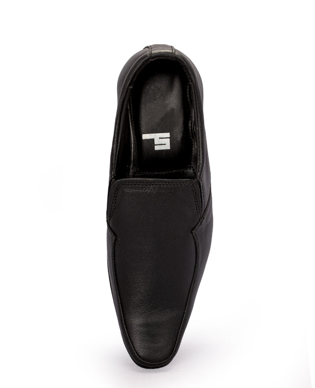 Men's leather black shoes 09440
