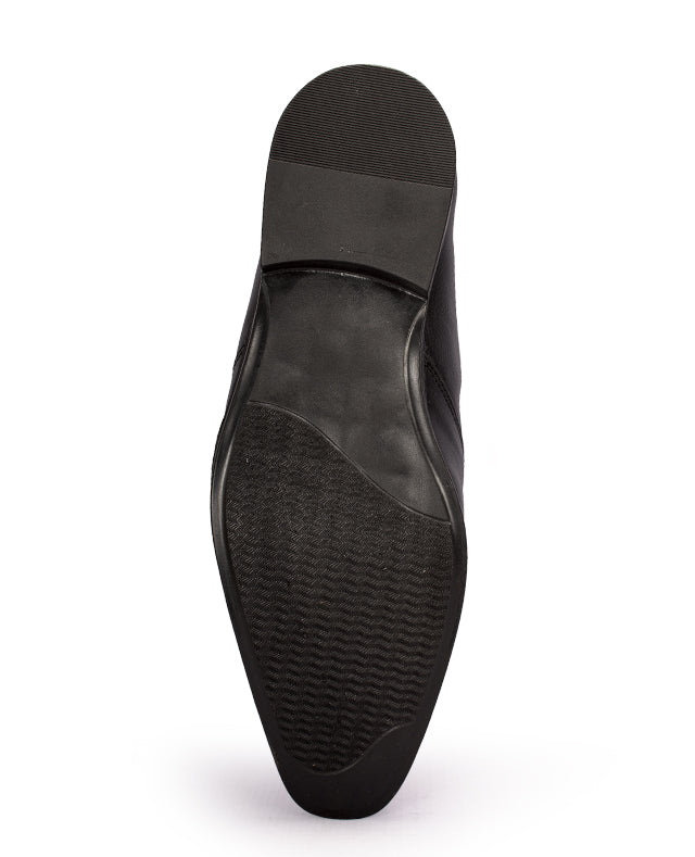 Men's leather black shoes 09440