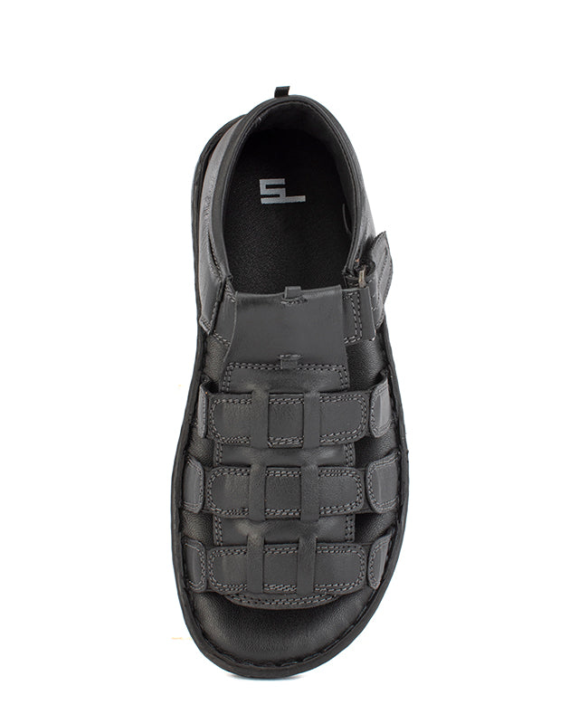 Men's leather black sandal 117406
