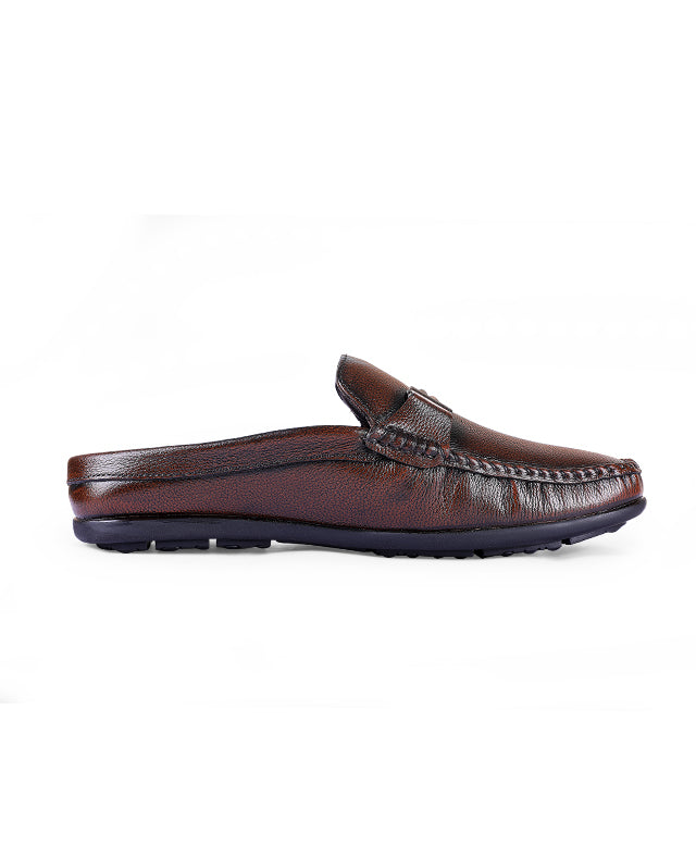 Men's leather brown half shoes 203414