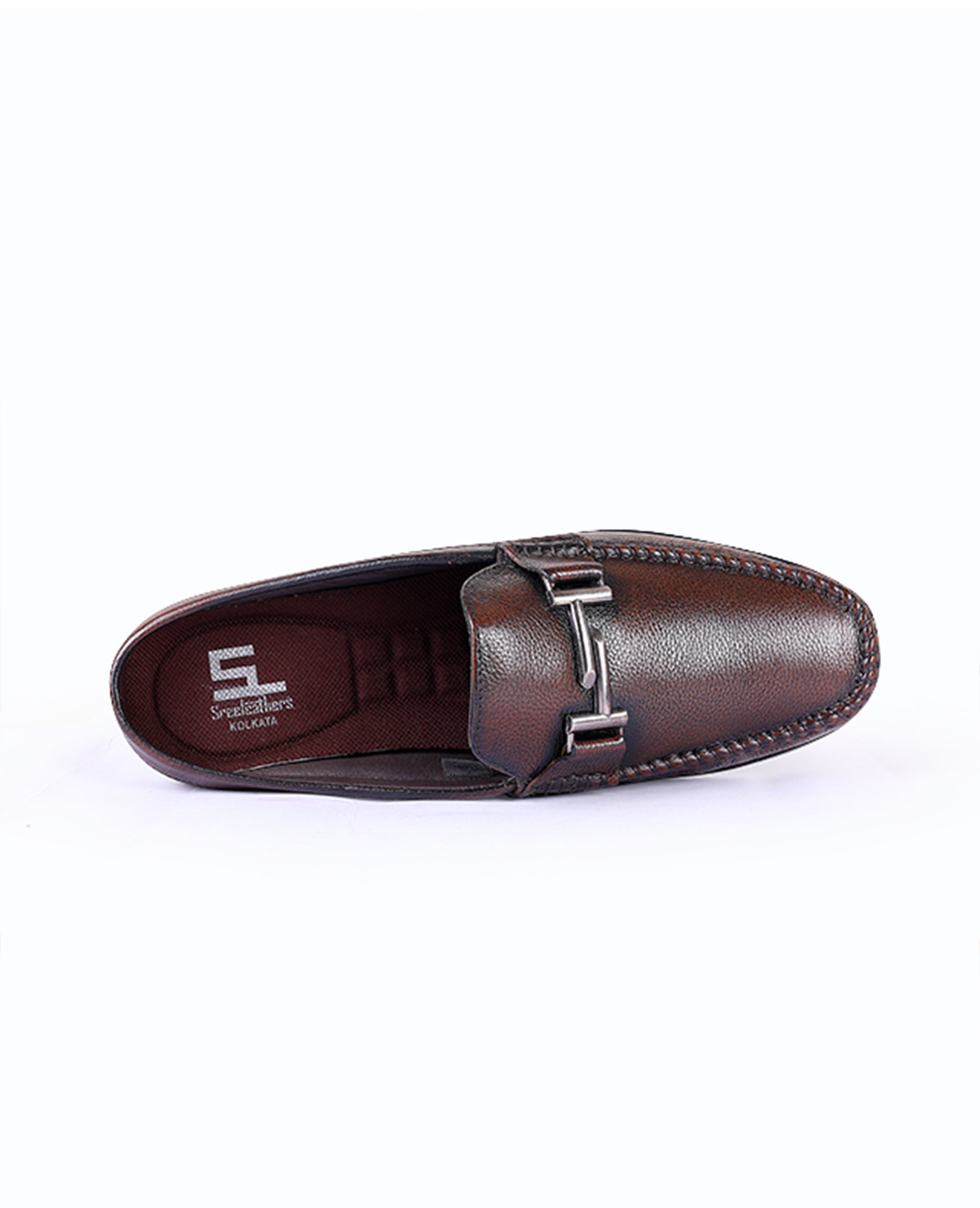 Men's leather brown half shoes 203414