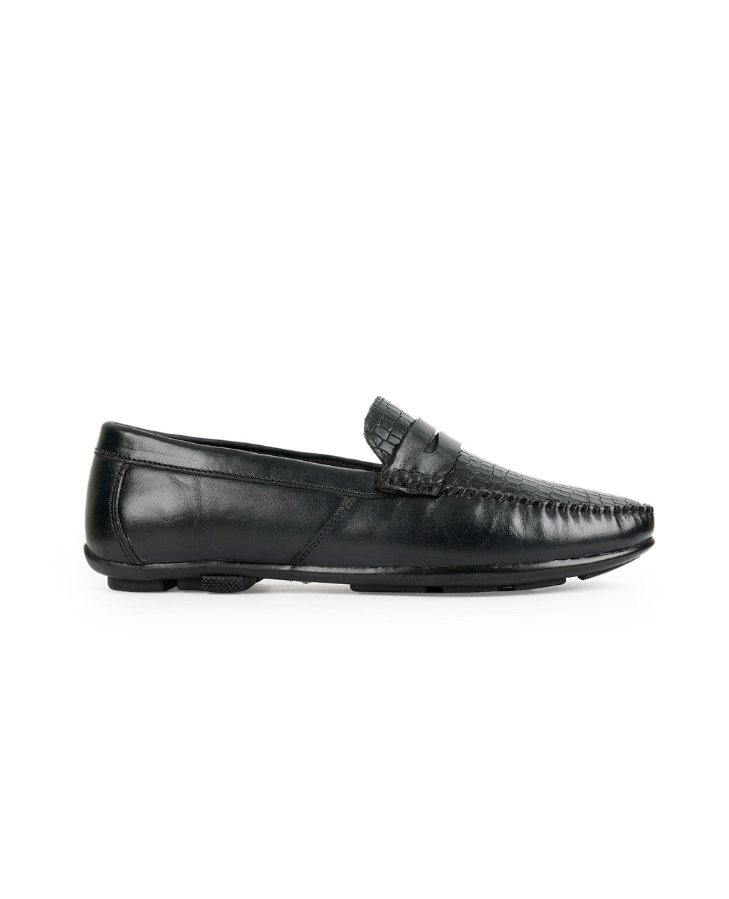MEN LEATHER LOAFER SHOE BLACK 205406