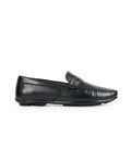 MEN LEATHER LOAFER SHOE BLACK 205406