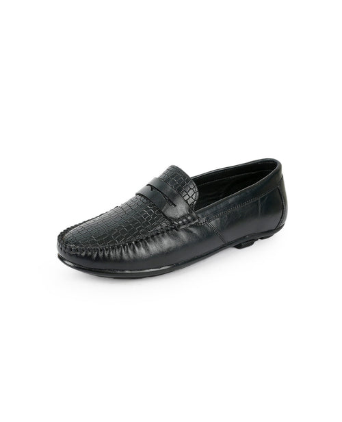 MEN LEATHER LOAFER SHOE BLACK 205406