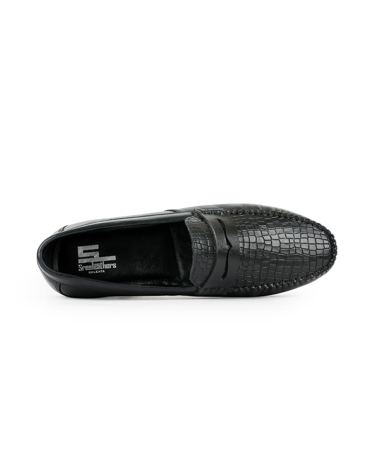 MEN LEATHER LOAFER SHOE BLACK 205406